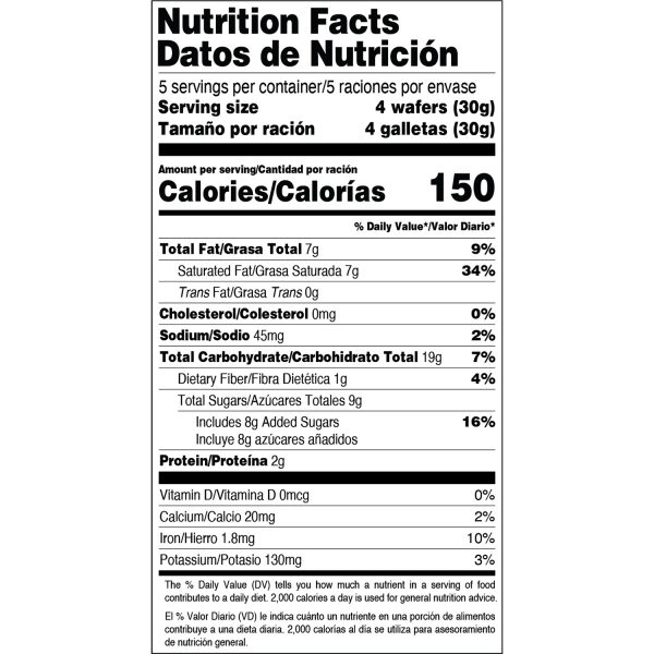 Flora Foods Chocolate Wafers Nutrition Facts