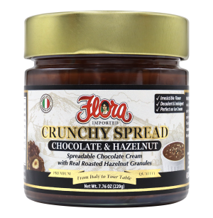 Flora Foods Imported Chocolate & Hazelnut Crunchy Spread Jar Sweet Nut butters from Italy