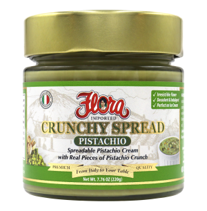 Flora Foods Imported Pistachio Crunchy Spread Jar Nut butters from italy